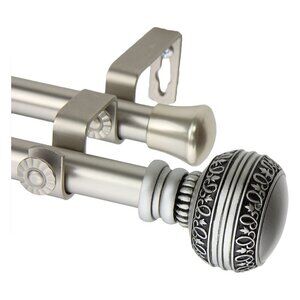 Rod Desyne Double Window Curtain Rod Set, 28 to 48-Inch, Satin Nickel